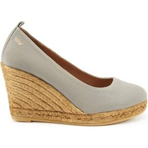 VISCATA Women Grey Canvas Espadrille Wedge Heels Shoes Size 38‎